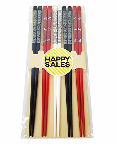 Happy Sales HSCH14/S, 5 Pairs Gift Set Dragonfly Japanese Style Chopsticks, Multicolor