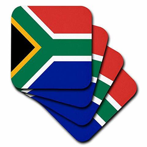 3dRose cst_158432_2 Flag of South Africa-Colorful Red Green Blue Black White Yellow Multicolor African World Souvenir-Soft Coasters, Set of 8