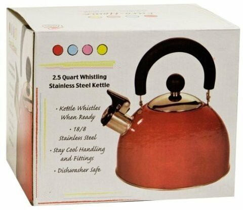 Homestyle Stainless Steel Whistling Kettle 2.5qt/2.37l Hot Water Tea Stovetop Red