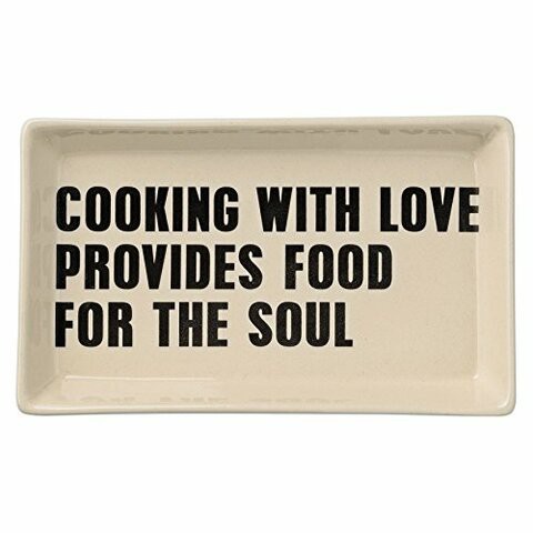 Bloomingville Cooking With Love Ceramic Olivia Tray With Mint Back, Multicolor