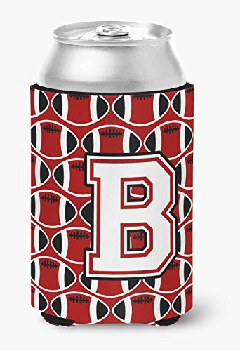 Caroline&#39;s Treasures Cj1082-Bcc Letter B Football Cardinal And White Can Or Bottle Hugger, Can Hugger, Multicolor