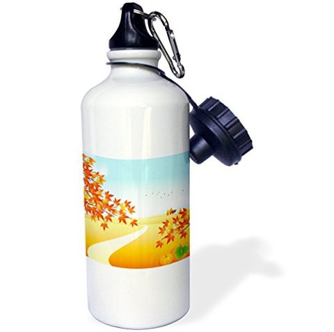 3Drose An Autumn Landscape With Leaves Sports Water Bottle, 21 Oz, Multicolored