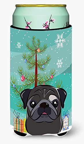 Caroline&#39;s Treasures Bb1635Tbc Christmas Tree And Black Pug Tall Boy Beverage Insulator Hugger, Tall Boy, Multicolor