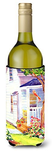 Caroline&#39;s Treasures 6040Literk White Cottage At The Beach Wine Bottle Beverage Insulator Beverage Insulator Hugger, Wine Bottle, Multicolor