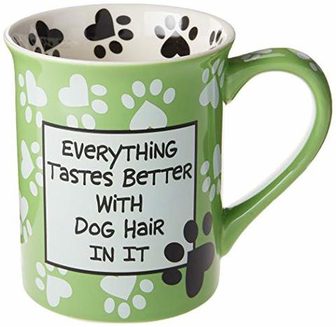 Enesco Our Name Is Mud Dog Hair, 16 Oz. Stoneware Mug, 16 Ounces, Green