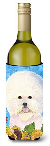 Caroline&#39;s Treasures Ss4160Literk Bichon Frise In Summer Flowers Wine Bottle Beverage Insulator Beverage Insulator Hugger, Wine Bottle, Multicolor