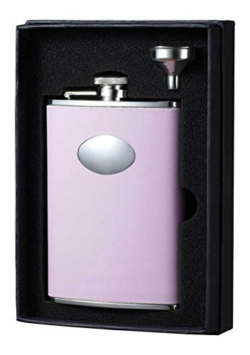 Visol Holiday Essential Ii Daydream Pink Leather Liquor Flask Gift Set, 8 Oz, Silver