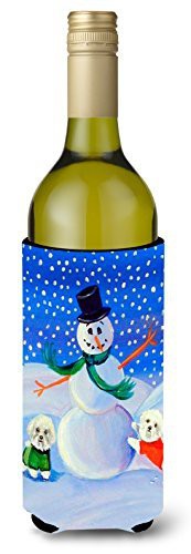 Caroline&#39;s Treasures 7145Literk Snowman Bichon Frise Wine Bottle Beverage Insulator Beverage Insulator Hugger, Wine Bottle, Multicolor