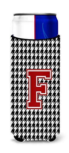 Caroline&#39;s Treasures Cj1021-Fmuk Monogram - Houndstooth Letter F Ultra Beverage Insulators For Slim Cans, Slim Can, Multicolor