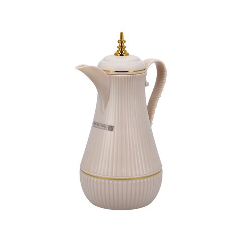 Royalford 1.0L Daaria Glass Vacuum Flask/Cream