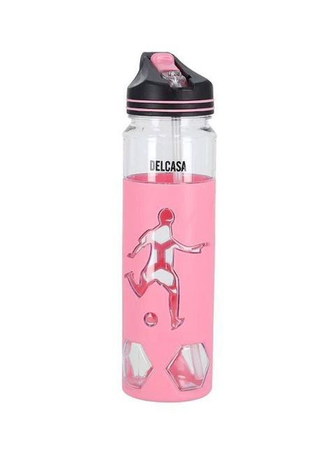 Delcasa Printed Plastic Water Bottle Pink 700ml