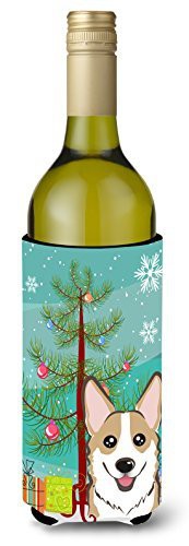 Caroline&#39;s Treasures Bb1625Literk Christmas Tree And Sable Corgi Wine Bottle Beverage Insulator Hugger, Wine Bottle, Multicolor