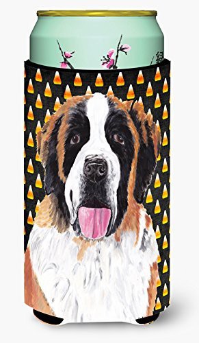 Caroline&#39;s Treasures Sc9165Tbc Saint Bernard Candy Corn Halloween Portrait Tall Boy Beverage Insulator Beverage Insulator Hugger, Tall Boy, Multicolor