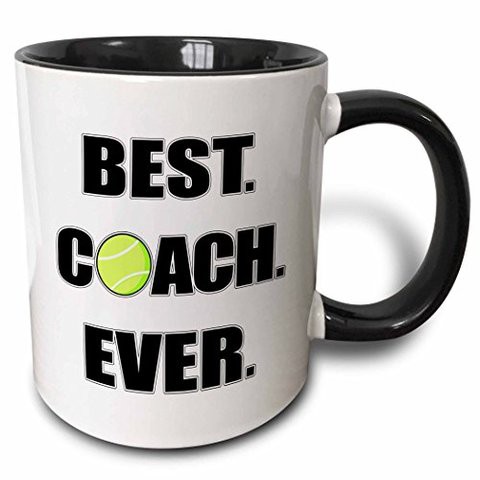 3Drose Tennis - Best Coach Ever Mug, 11 Oz, Black