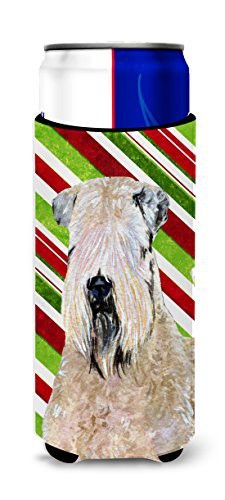 Caroline&#39;s Treasures Ss4562Muk Wheaten Terrier Soft Coated Candy Cane Holiday Christmas Ultra Beverage Insulators For Slim Cans, Slim Can, Multicolor