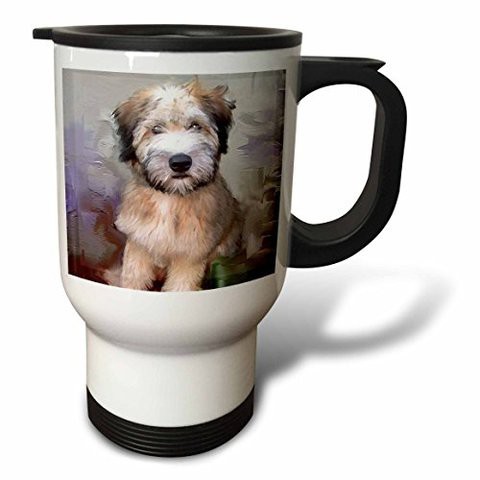 3Drose Soft Coated Wheaten Terrier Travel Mug, 14-Ounce, Stainless Steel