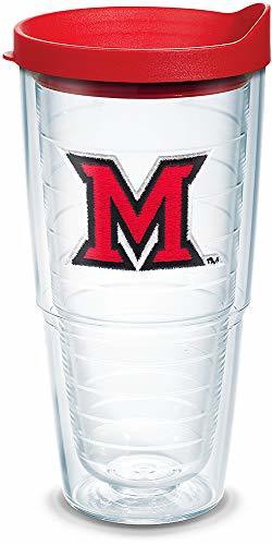 Tervis Miami University Redhawks Logo Tumbler With Emblem And Red Lid 24Oz, Clear