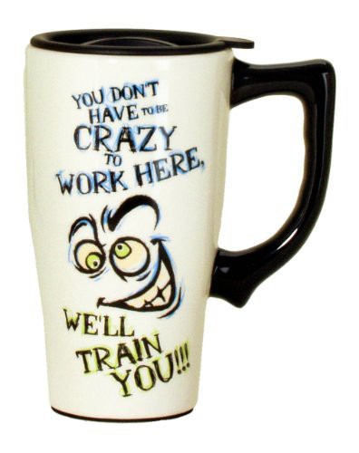 Spoontiques You Don&#39;T Have To Be Crazy Travel Mug, Off White