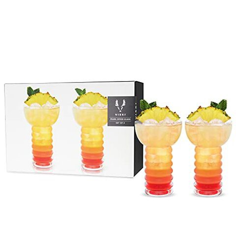 Viski Raye: Pearl Diver Cocktail Glass, Clear, Set of 2