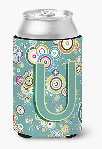 Caroline&#39;s Treasures Cj2015-Ucc Letter U Circle Circle Teal Initial Alphabet Can Or Bottle Hugger, Can Hugger, Multicolor