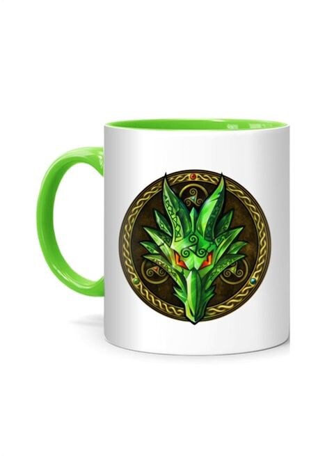 FMstyles Dragon Emblem Solo Green Inner Mug Printed Mug White/Green 10 cm