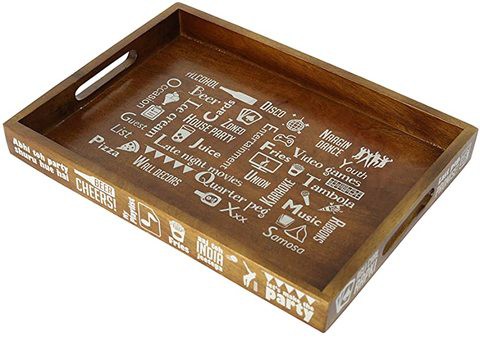 Ek Do Dhai House Party Serving Tray Wood 14x10 Inches