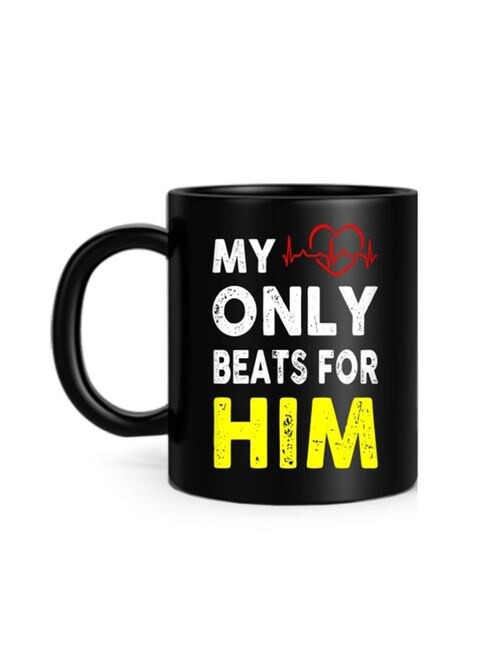 FMstyles My Heart Only Beats For Him Printed Mug Black 10 cm