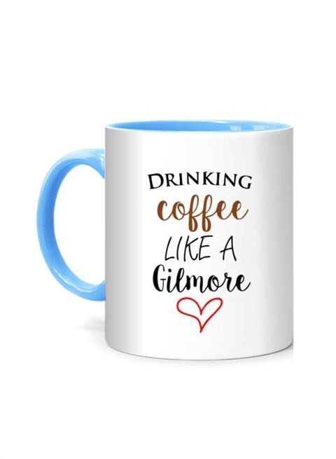 FMstyles Drinking Coffee Like A Gilmore Printed Mug White/Blue 10 cm