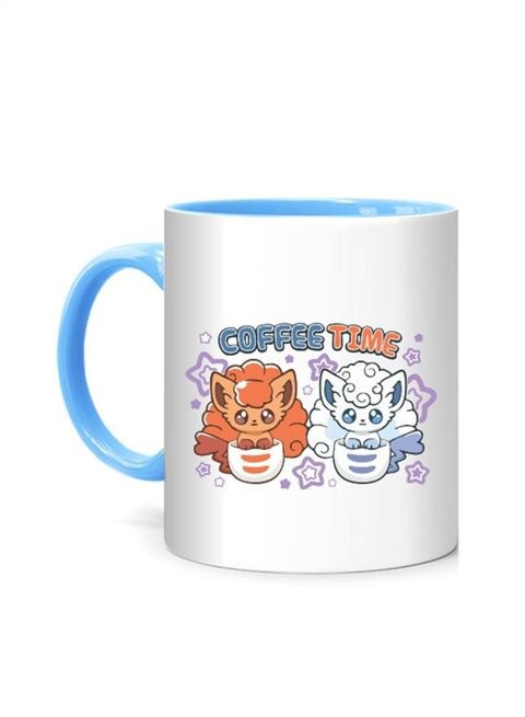 FMstyles Coffee Time Blue Inner Mug Printed Mug White/Blue 10 cm