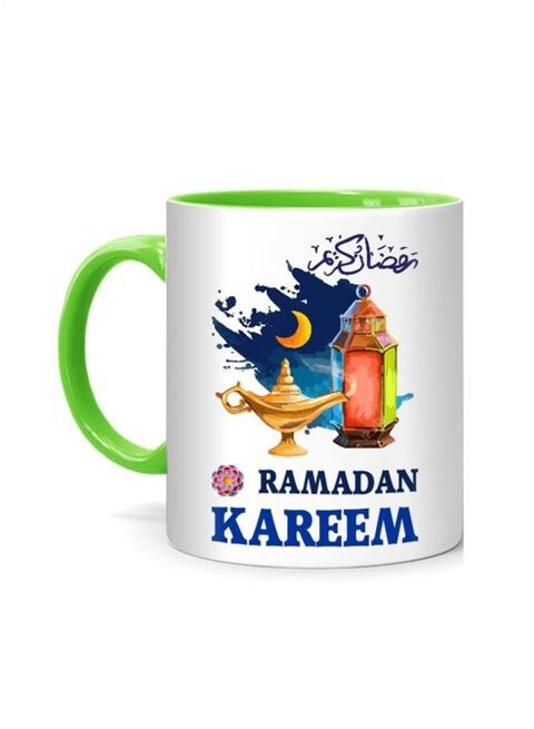 FMstyles Ramadan Kareem Colorful Design Printed Mug White/Green 10 cm