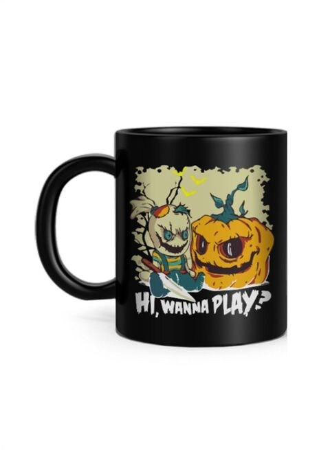 FMstyles Halloween Evil Wanna Play Black Mug Printed Mug Black 10 cm