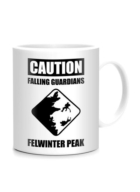 FMstyles Felwinter Peak Warning Printed Mug White/Black 10 cm