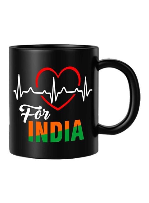 FMstyles Heart Beats For India Mug Black/White/ 10 cm