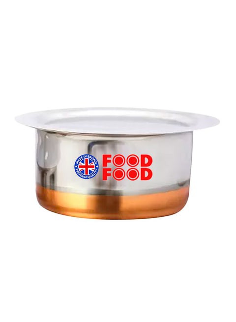 Generic Cooking Pot With Lid Silver/Copper 24cm