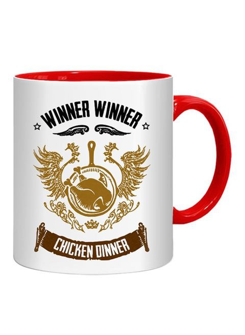 FMstyles PUBG Winner Winner Chicken Dinner Printed Mug Red/White/Black