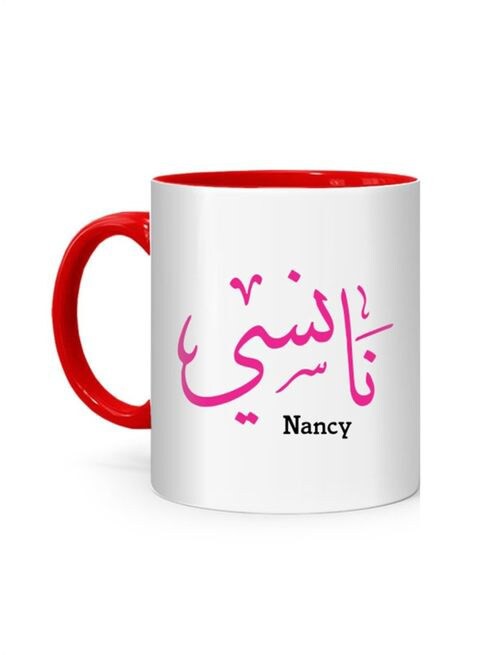 FMstyles Arabic Calligraphy Name Nancy Printed Mug White/Red 10 cm