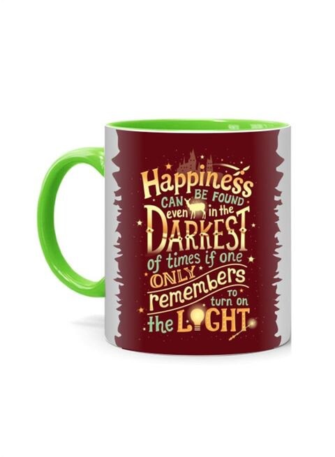 FMstyles Happiness Printed Mug White/Green 10 cm