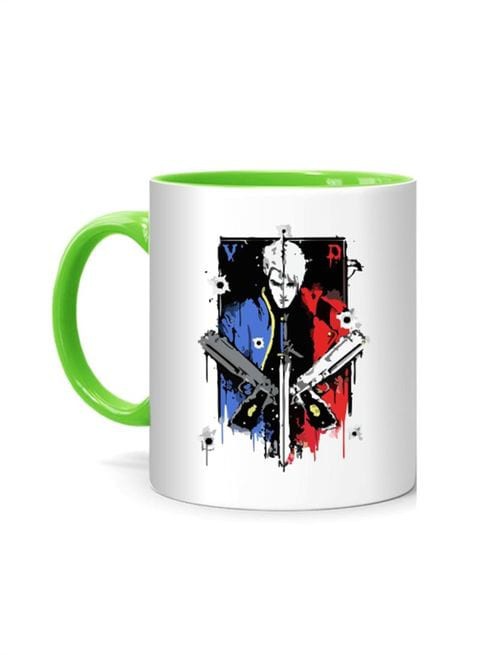 FMstyles Devils Never Cry Green Inner Mug Printed Mug White/Green 10 cm