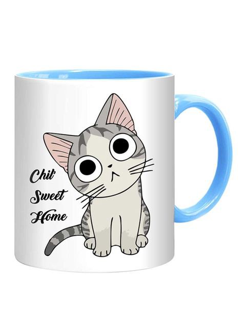 FMstyles Chili Sweet Home Cat Mug White/Grey/Blue 10 cm