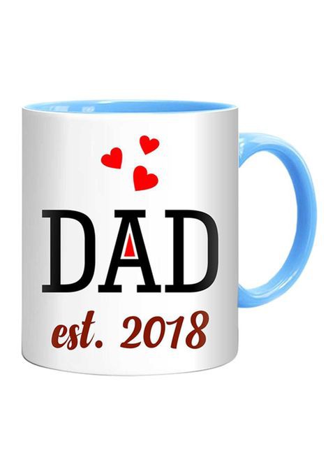 FMstyles Dad Est. 2018 Printed Mug Blue/White/Red