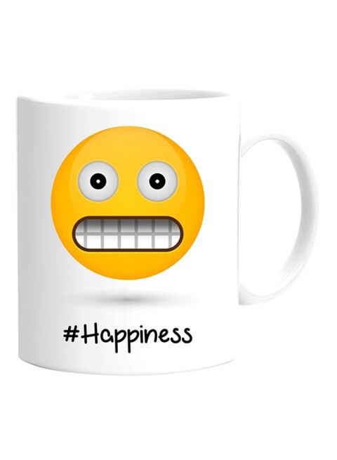 FMstyles Happiness Emoji Printed Mug White 10 cm