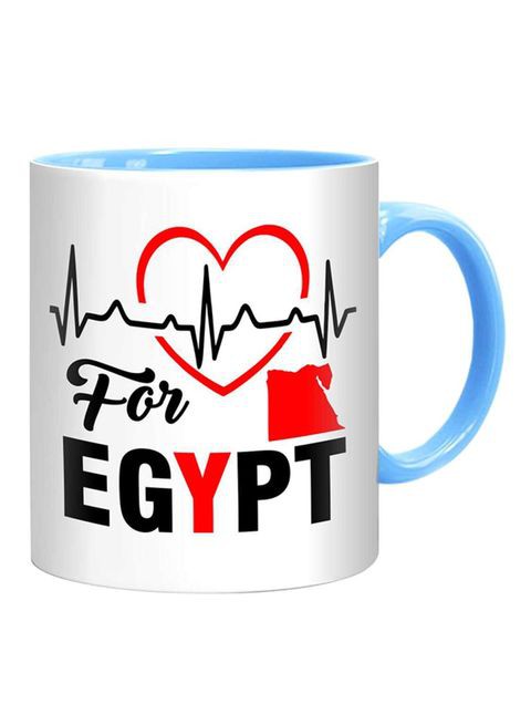 FMstyles Heart Beats For Egypt Mug White/Red/Blue 10 cm