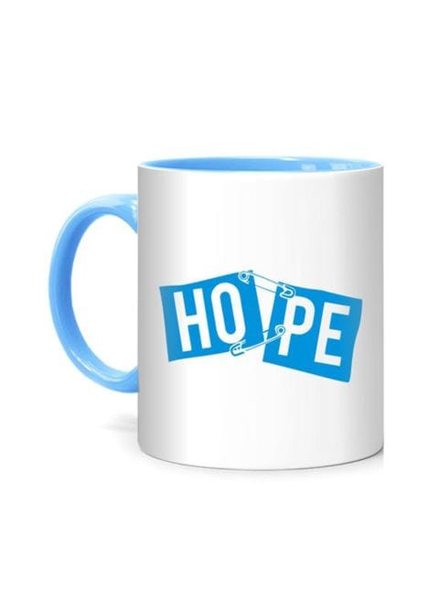 FMstyles Hope Pin Printed Mug White/Blue 10 cm