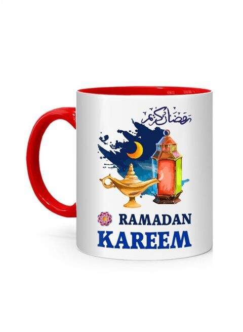 FMstyles Ramadan Kareem Colorful Design Printed Mug White/Red 10 cm