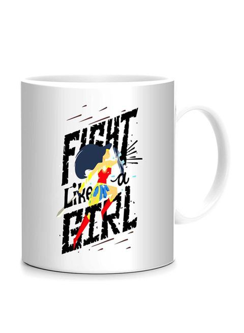 FMstyles Fight Like A Girl Printed Mug White 10 cm