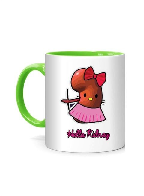 FMstyles Hello Kidney Printed Mug White/Green 10 cm