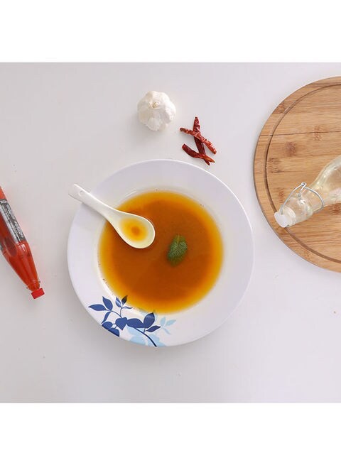 طبق تقديم الحساء من ديلكاسا أبيض/أزرق 8 بوصة