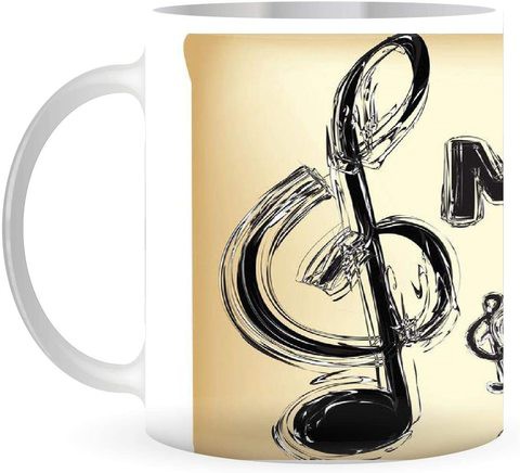 Giftex 11Oz White Mug, Musical Notes Design Printed
