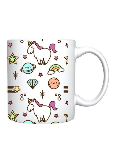 Giftex Unicorn And Stars Design Ceramic Coffe Mug White/Black 11Ounce