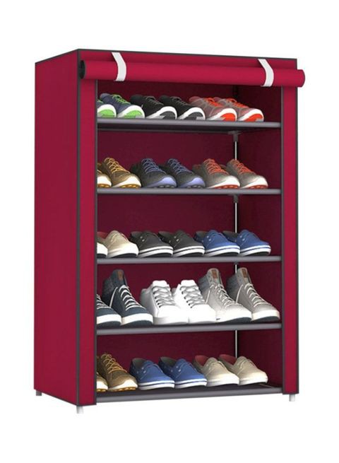 Generic 5-Tier Dormitory Shoe Rack Red 90x60x30centimeter